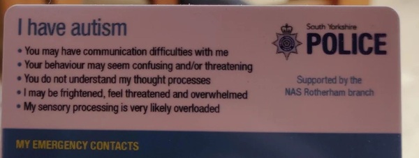 'Autistic Person' sign on car