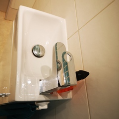 soap options for small cloakroom sink - not wall mounted