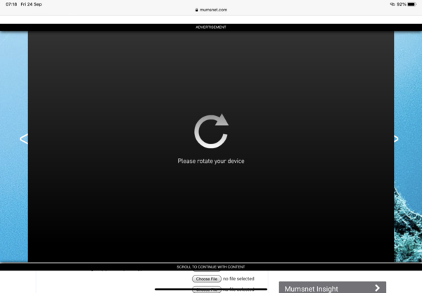 Advert blacking out whole screen