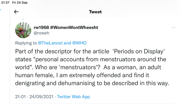 The lancet on periods “bodies with vaginas”