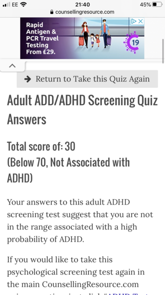 Would you do this ADHD diagnostic quiz and share your answer?