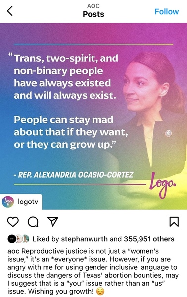 “Reproductive justice is not just a “women’s issue” it’s an *everyone* issue” - Alexandra Ocasio-Cortez