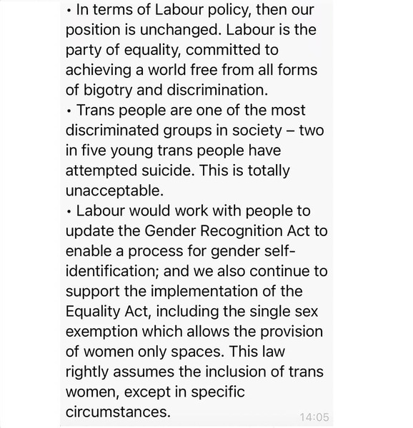 Labour have committed to single sex spaces