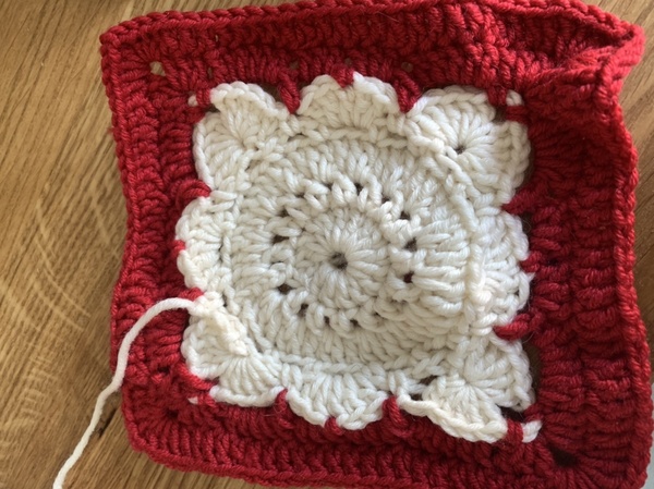Woolly Hugs. A Blanket for vickibee whose DH has very sadly died suddenly.