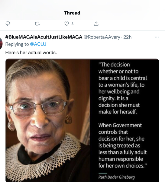 ACLU rewrites Ruth Bader Ginsberg to remove the word “woman”