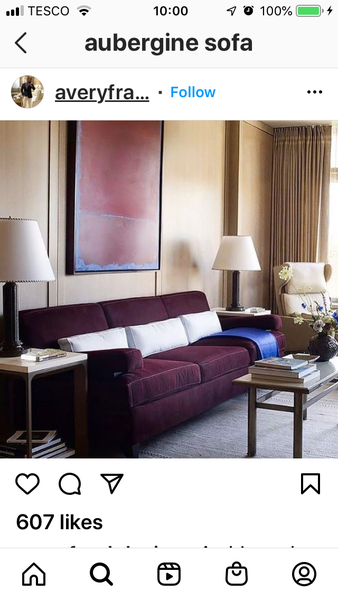 Living room paint to compliment aubergine sofas