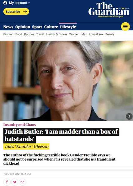 Guardian article: “ Judith Butler: ‘We need to rethink the category of woman“