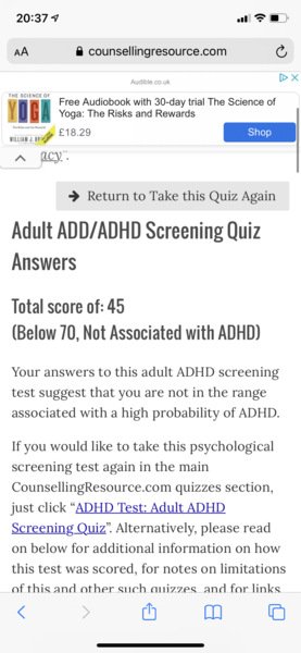 Would you do this ADHD diagnostic quiz and share your answer?
