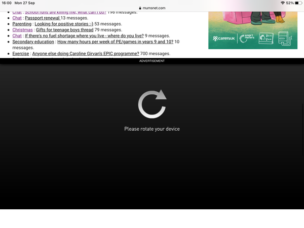 Advert blacking out whole screen