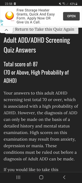 Would you do this ADHD diagnostic quiz and share your answer?