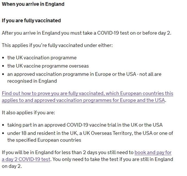Help with tests for US to UK travel