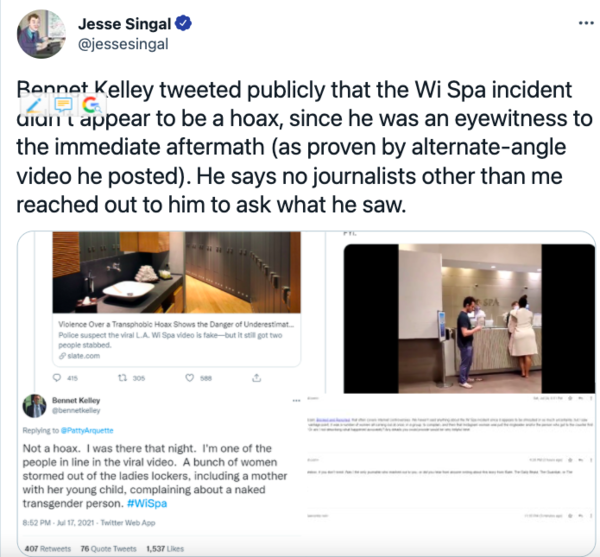 Good news on the WI Spa incident