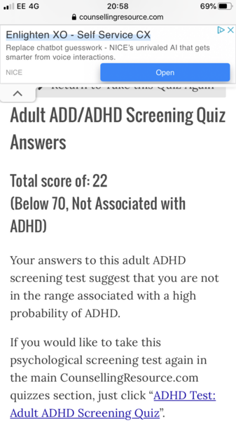 Would you do this ADHD diagnostic quiz and share your answer?