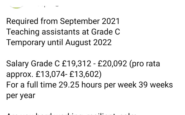 Can anyone help me work out the hourly pay for this TA position?