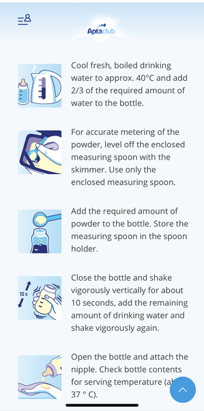 Making up formula feeds.