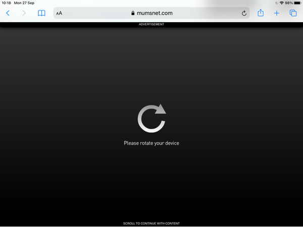Advert blacking out whole screen
