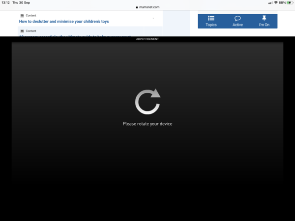 Advert blacking out whole screen
