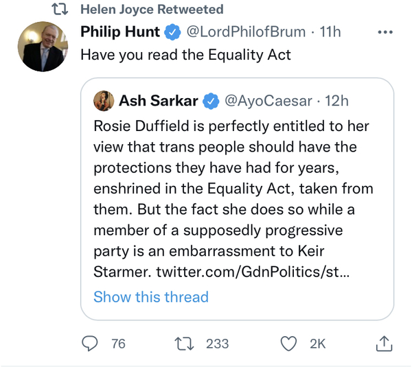 Ash Sakur outright lying about Rosie Duffield now.