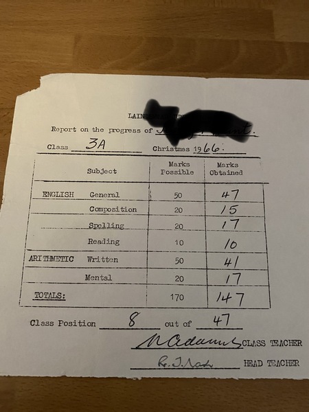 1960’s primary schooling!