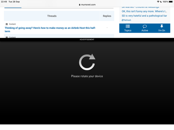 Advert blacking out whole screen