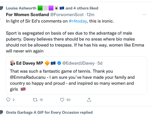 Ed Davy on R4 Today - there should not be safe places for women