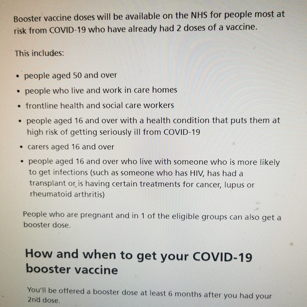 Looks like pregnant people won't get the booster automatically