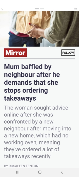 Neighbour asking us not to buy takeaways