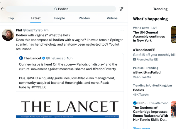 The lancet on periods “bodies with vaginas”