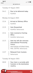 Returned shoes stuck in Netherlands!