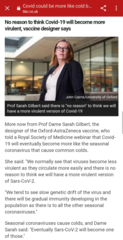 'No reason to think Covid will become more virulent’/'It could be like common cold by Spring'