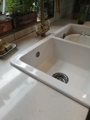 Quartz top and Belfast sink for IKEA kitchen