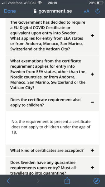 To ask about travel to Sweden?