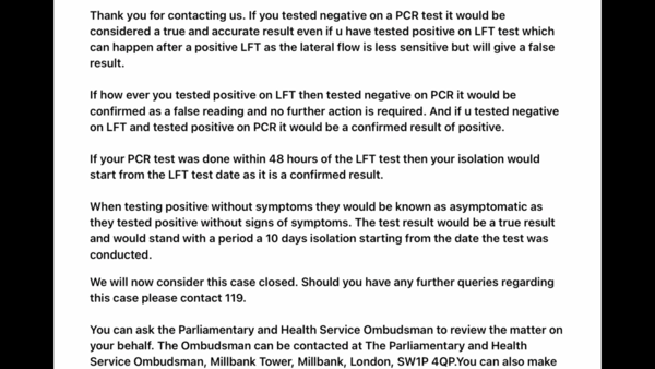 Lateral flow tests always positive