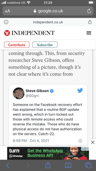 Cyber attack on Facebook and Whatsapp