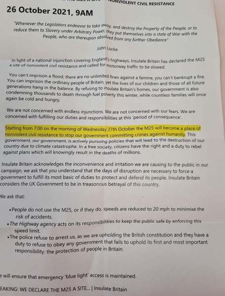 To give a heads up to anyone using the M25 tomorrow....