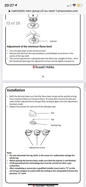 Adjusting the flame on a gas hob