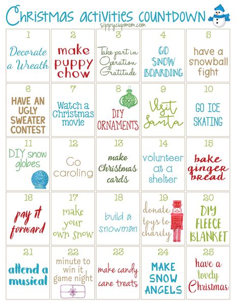 Activities for throughout December