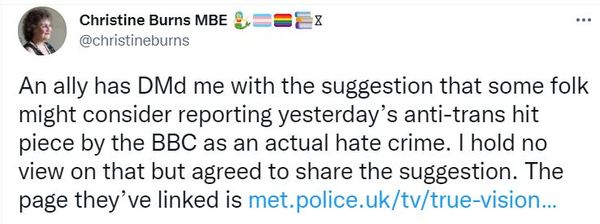 BBC article has been reported to police as a "Hate Crime".