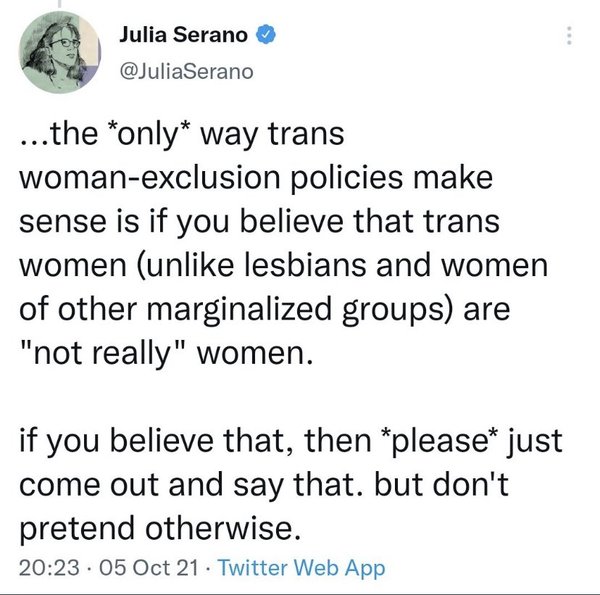 what does it mean "live as a woman"?