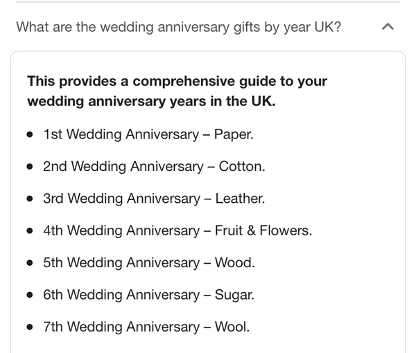4th wedding anniversary - is it linen, silk, fruit or flowers in the UK?