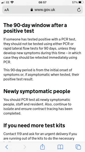 Can anyone link guidance about not doing LFTs within 90 days of +ve PCR?