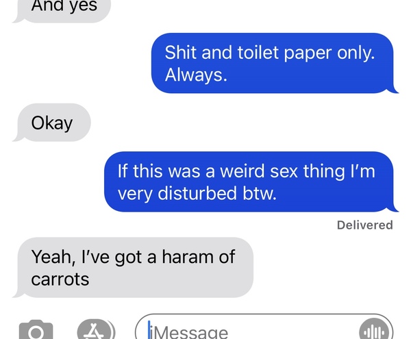 There is half a carrot in my husbands toilet