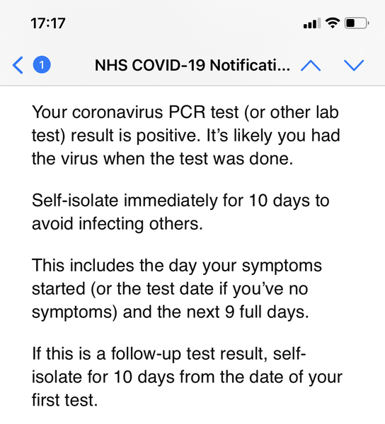 When do you start isolating for 10 days after LFT or PCR result?