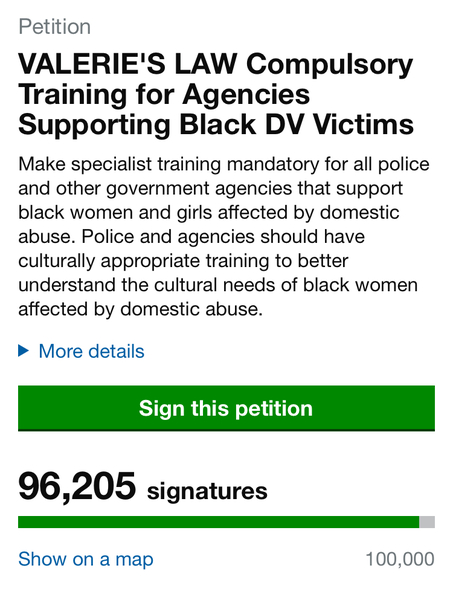 Sign this petition for Valerie's Law - mandatory training for police supporting Black domestic violence victims - before Sunday