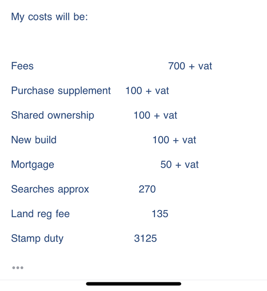 House buying solicitors fees for a shared ownership new build?