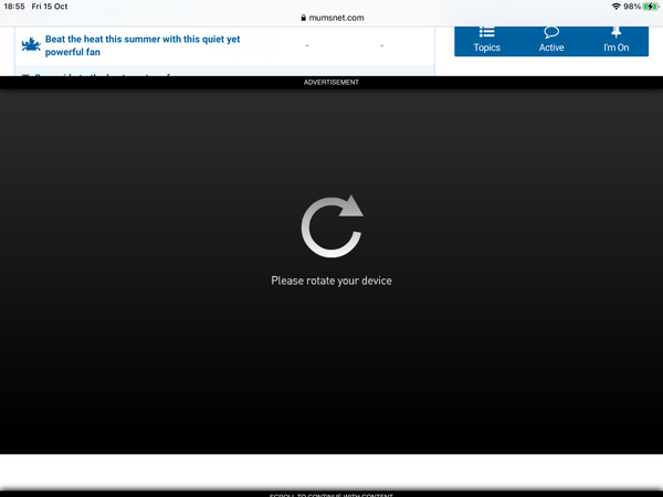 Advert blacking out whole screen