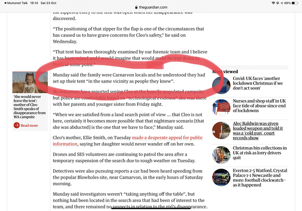 Child missing in Australia