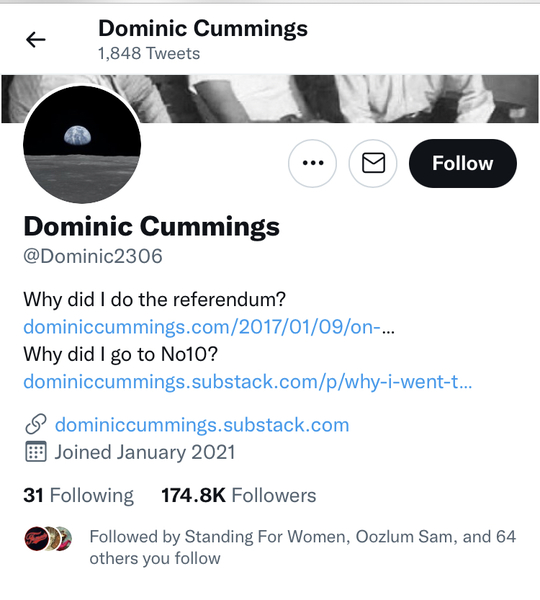 Dominic Cummings tweet