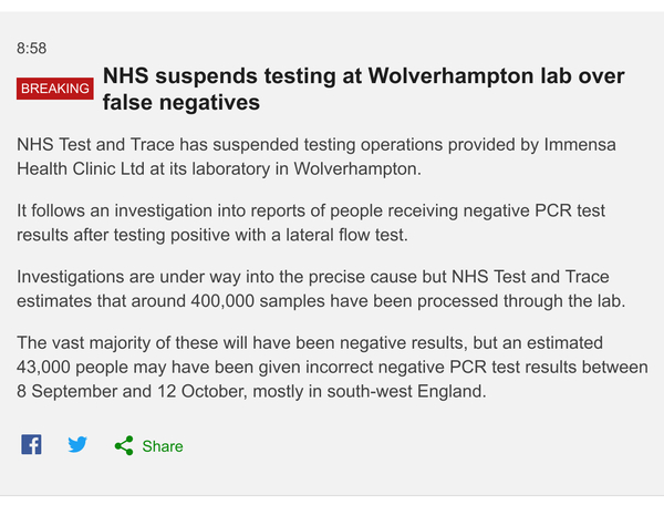 Negative PCR after POS LFT. Lab error!