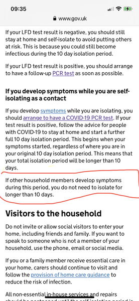 Does my husband have to isolate again?